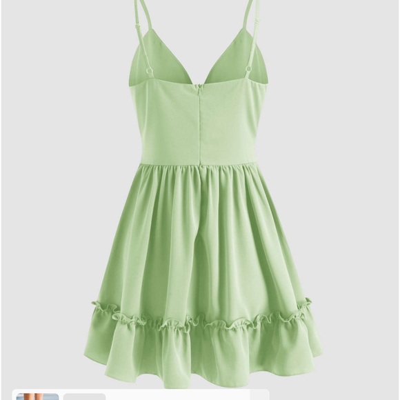 Cider solid hollowed out ruffle mini dress - Picture 3 of 6